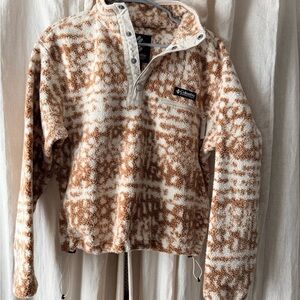 Columbia Tan and Cream Fleece Pullover